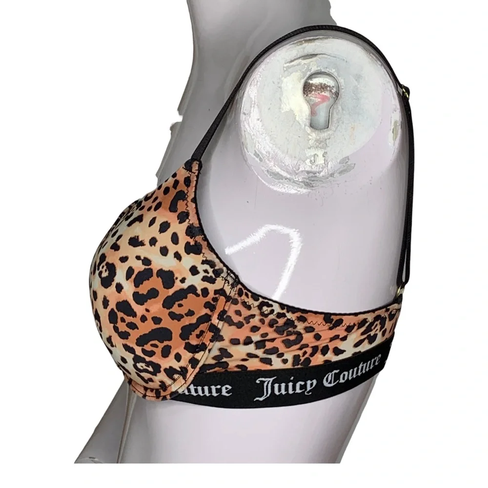 Juicy Couture Cheetah Leopard Print Push UP Bra Branded Elastic Band Size 34B